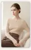 Prenda de una pieza a rayas sin costuras 100% cachemira otoño e invierno nuevo estilo suéter de punto de manga corta larga de cuello redondo para mujer