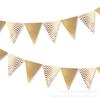 Banderines dorados al por mayor banderín de onda para tirar suministros para fiestas de cumpleaños decoración de ambiente banderín de guirnalda dorado y plateado ins