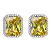 Pendientes Rectangulares de Diamante Rosa Diamante Amarillo Elegantes de Lujo para Princesa Pendientes Cuadrados de Turmalina Rosa Citrino