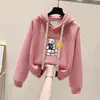 Suéter com Capuz Espesso Forrado com Lã Feminino Outono e Inverno 2024 Novo Inverno Pequeno Dopamina Wear Moletom Top