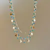 Joyería Temática Marina Transfronteriza~Collar de Concha Dorada con Circonita Azul Diseño de Pulsera Versátil Joyería con Colgante de Lujo Ligero