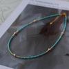 Diseño Nuevo Simple Retro Elegante Azul Turquesa Optimizado Verdadero Muchos Cáñamo Gris Collar Cadena Clavícula Perla de Agua Dulce para Mujer