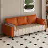 Sofá Minimalista de Couro com Garra de Gato Sem Lavagem para Apartamentos Pequenos, Salas de Estar, Casas de Aluguel, Salões de Beleza, Dois Lugares, Três Lugares, Sofá Color-Blocking, Outros