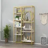 Partición Calada de Hierro Nuevo Estante de Almacenamiento Mampara de Entrada Estantería Gabinete Decorativo de Oficina de Pie Vitrina Multicapa