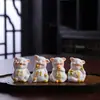 Fortuna de cerâmica em tesouro porco zodíaco atacado ouro artesanato ornamentos criativo casa boneca enfeites de carro Wufu porco