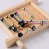 Acero Inoxidable Electrochapado Transfronterizo Diente Externo Lengua Uña 14g Zircón Uña de Lengua Multicolor Personalizado Perforación Bola de Acero Anillo de Lengua
