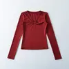 Ropa de Mujer al por Mayor Transfronteriza Estilo Europeo y Americano 2026 Otoño e Invierno Nueva Camiseta de Manga Larga con Ajuste Ceñido Capa Base de Punto