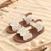 Sandalias de Flor de Perla para Niñas Suela Suave Antideslizantes Velcro Punta Abierta Dulce Estilo Princesa Zapatos para Niñas
