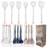 Espátula de silicona transfronteriza, cuchara sopera, juego de 7 piezas, espátula de silicona antiadherente de grado alimenticio, juego de utensilios de cocina de silicona para el hogar, venta al por mayor