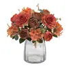 Flor artificial de peonía con núcleo de hortensia retro europea, ramo de simulación, venta al por mayor, decoración de escalera de boda, flor artificial, flor de seda