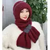 Gorro y Bufanda Todo en Uno Invierno para Mujer Gorro Tejido a Mano Doble Capa Engrosado Cálido y Antihielo Gorro Tejido para Madres de Edad Media y Mayores