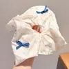 Lazo Estilo Ballet de Cuadros Azules Frescos de Encaje a Doble Cara Anillo para el Cabello de Intestino Grueso Anillo Cuadrado Cuerda para el Cabello Grande Estilo Mori para Mujer