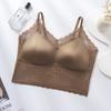 Comércio Exterior Transfronteiriço Mais Vendido Camisola Sexy Renda Estilo Francês com Bojo Fixo Cetim Sem Costura Regata para Mulheres, Estilo Verão Fino