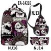 Mochilas Escolares Tendência Europeia e Americana Transfronteiriças, Roupas com Personagens Impressão Colorida 3D Conjunto de Mochilas Duplas de Viagem