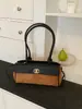 Bolso de hombro de retazos de mezclilla minimalista de diseño único, bolso de mano a cuadros versátil y moderno, bolso de axila para el día a día con cordón