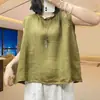 Blusa de verano fina y holgada con mangas acampanadas, diseñada para ser estilizada y juvenil, con un cuello con volantes, adecuada para madres y perfecta para uso casual