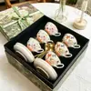 Juego de Taza y Platillo para Café de Porcelana de Hueso, Exquisito Juego de Té de Alta Gama para la Hora del Té, Taza de Té, Caja de Regalo para Taza de Café de Lujo Accesible de Gama Alta