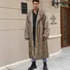 CIF1037 Estilo Callejero Europeo y Americano Abrigo de Solapa para Hombre de Piel Sintética Abrigo Largo Cálido para Hombre Otoño Invierno Europeo