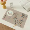 Nuevo Tapete de Té Estilo Chino, Impermeable, Resistente al Aceite, Secado Rápido, Tapete de Mesa de Cuero de PU, Una Pieza en Stock, Personalización al por Mayor