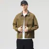 Chaqueta de trabajo de estilo granero de alta gama resistente de madera de fresno con bloques de color y solapa para hombre, chaqueta de moda de ajuste holgado americano para primavera/otoño 2026