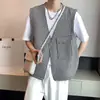 Colete Masculino para Primavera e Outono, Estilo Elegante e Maduro, Colete Xadrez, Versão Coreana, Peça Externa Casual com Decote V, Tendência