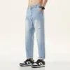 Calça Jeans Masculina 2026 Nova Primavera/Verão Calça de Corte Reto High-End Estilo Americano Marca Tendência Calça Rasgada para Adolescentes