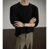 Camiseta Negra de Manga Larga con Cuello Henry Pesada para Hombre Primavera y Otoño Cleanfit Marca Americana de Moda Top Base Holgado