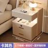 Mesita de Noche Inteligente de Madera Maciza Moderna de Gama Alta Gabinete de Cabecera para Dormitorio del Hogar Lujo Ligero Multifuncional Gabinete de Almacenamiento con Carga Inalámbrica