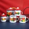 Caneca de esmalte doce de aparência alta caneca presente pote de chá vermelho atacado caneca de esmalte nostálgica