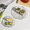 Estilo ins plato irregular de vidrio glaciar para frutas plato para pasteles y postres plato para salsas plato pequeño para snacks plato para repostería
