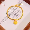 Pulseira de Latão Banhada a Ouro com Contas Douradas Cortadas a Laser, Nova Pulseira de Contas Prateadas Estilo Chinês de Luxo Leve, Cor Duradoura