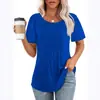 Camiseta de Manga Corta Lisa de Color Sólido con Cuello Redondo y Pliegues Sueltos para Mujer, Camiseta Básica, Superventas en el Sitio Independiente de Amazon, Verano 2026