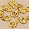 Colgante de Dragón Hueco Estilo Chino con el Carácter '', Amuleto del Zodiaco Chapado en Oro, Suministro de Accesorios de Joyería Hechos a Mano con Cuentas
