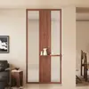 Estética de la Dinastía Song: Biombo de Madera Maciza con Pantalla de Cristal para el Vestíbulo Frente a la Puerta, Biombo de Madera de Nogal Negro Estilo Chino Nuevo para Privacidad