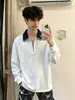 2026 Nova Blusa com Capuz Pulôver Masculina de Primavera e Outono com Gola Color Block Espessa, Manga Longa, Meio Zíper, Design Moderno