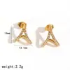 Pendientes de Acero Inoxidable de Moda Estilo Influencer con Pedrería para Mujer, Tachuelas Irregulares de Circonita en Acero de Titanio Que No Se Desvanecen
