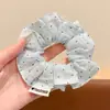 Scrunchie de rede colorido e oversized com alta elasticidade e alto apelo estético, acessório de cabelo multicamadas estilo francês