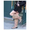 Diseño único, alto atractivo estético, punta fina, caña ancha, botas de tacón alto apilado, botas de vaquero western vintage, tacón grueso, botas largas para mujer