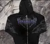 Breathedivinity Marca Americana de Moda Sudadera con Capucha para Hombre Estilo Oscuro Otoño e Invierno Traje Deportivo de Cremallera para Fitness