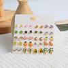 Pendientes de aleación de color fresco pequeño, fruta de cactus aceitosa, combinación de 20 pares, pendientes de aguacate arcoíris de dibujos animados