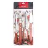 Spot de fábrica acero inoxidable mango de madera 4 piezas herramientas para barbacoa cuchillo y tenedor BBQ pinza afilador combinación camping al aire libre venta directa