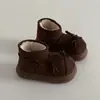 Botas de Nieve Retro con Lazo y Suela Gruesa para Mujer en Invierno, Estilo Dulce, Estilo Japonés, Divertido, Cálido y Zapatos de Algodón con Suela de Pan de Terciopelo