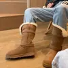 Botas de nieve largas forradas de piel para mujer, invierno, forro de polar, engrosadas, zapatos de algodón hasta la pantorrilla, nuevo estilo 2026, botas de piel de caña alta