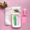 Vajilla para Tarta de Cumpleaños Bolsas Escarchadas Platos Desechables para Pasteles Juego de Cuchillo Tenedor Plato para Fiesta de Cumpleaños al por Mayor