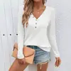 Camiseta Casual de Algodão com Manga Longa Amazon para Mulheres 2026 Suprimento Transfronteiriço Europeu e Americano Novo Top de Botão de Verão Roupas Femininas