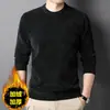 Malha de chenille para homens de meia-idade e idosos para pais de meia-idade suéter masculino grosso e quente com forro de fleece transfronteiriço