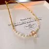Collar de Diamante Cuadrado Rosa Flor de Cerezo Chapado en Oro Real Perla Cadena de Clavícula de Lujo Accesible Joyería de Nicho para Mujer Gama Alta