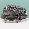 Cinturón de Pedrería Cinturón Estampado de Leopardo Moda Callejera Vaquero Occidental Niños Niñas Cinturón con Tachuelas Diseño Vaquero
