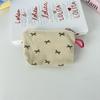 Nova Bolsa de Moedas Floral em Veludo para Mulheres, Bolsa Portátil para Batom e Maquiagem, Bolsa Fofa de Grande Capacidade