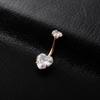 Productos transfronterizos nuevos, populares en Europa y América, joyería para piercing de ombligo con doble forma de corazón de circonita, hebilla creativa para ombligo, clavo para ombligo
